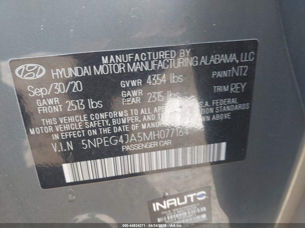 5NPEG4JA5MH077164 2021 HYUNDAI SONATA photo no. 9