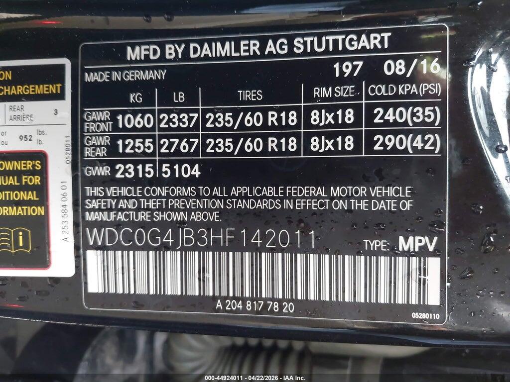 WDC0G4JB3HF142011 2017 MERCEDES-BENZ GLC 300 photo no. 9