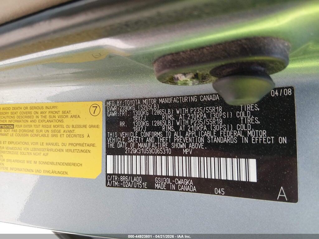 2T2GK31U59C065310 2009 LEXUS RX 350 photo no. 9