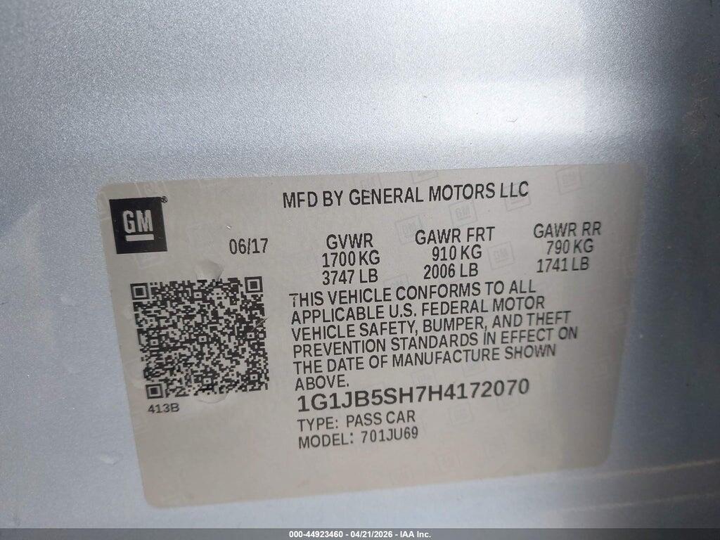 1G1JB5SH7H4172070 2017 CHEVROLET SONIC photo no. 9