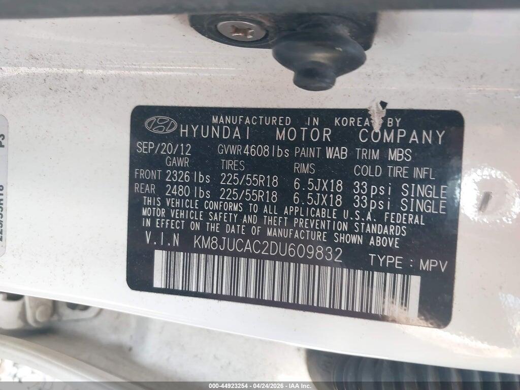 KM8JUCAC2DU609832 2013 HYUNDAI TUCSON photo no. 9
