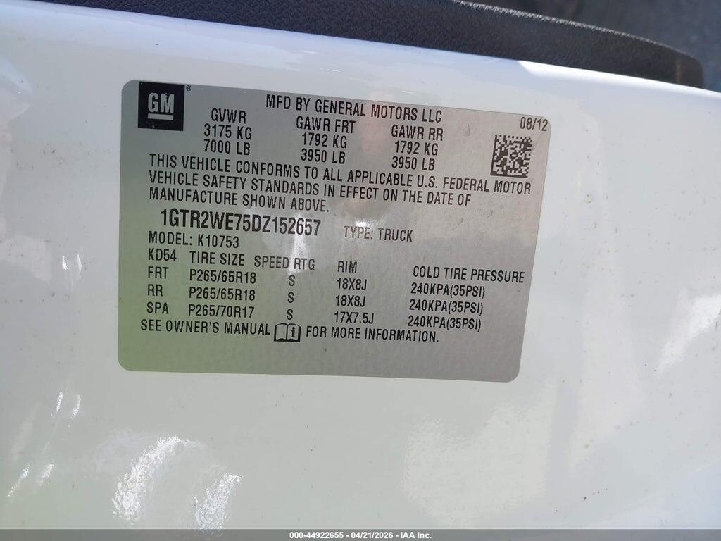 1GTR2WE75DZ152657 2013 GMC SIERRA 1500 photo no. 9