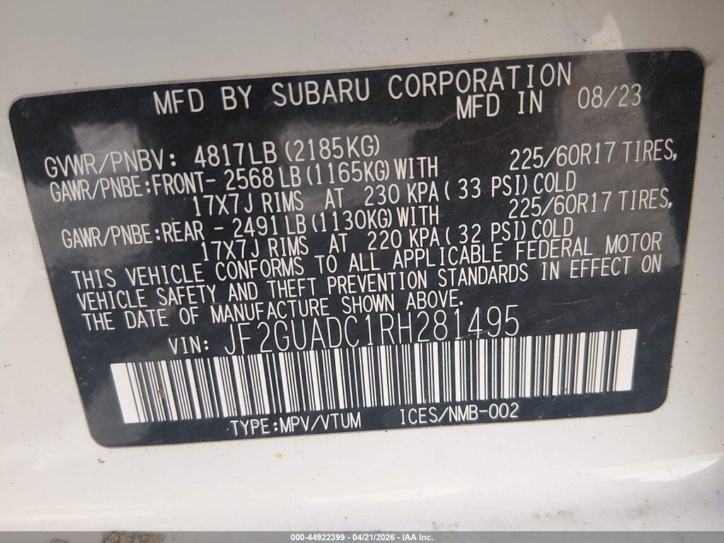 JF2GUADC1RH281495 2024 SUBARU CROSSTREK photo no. 9