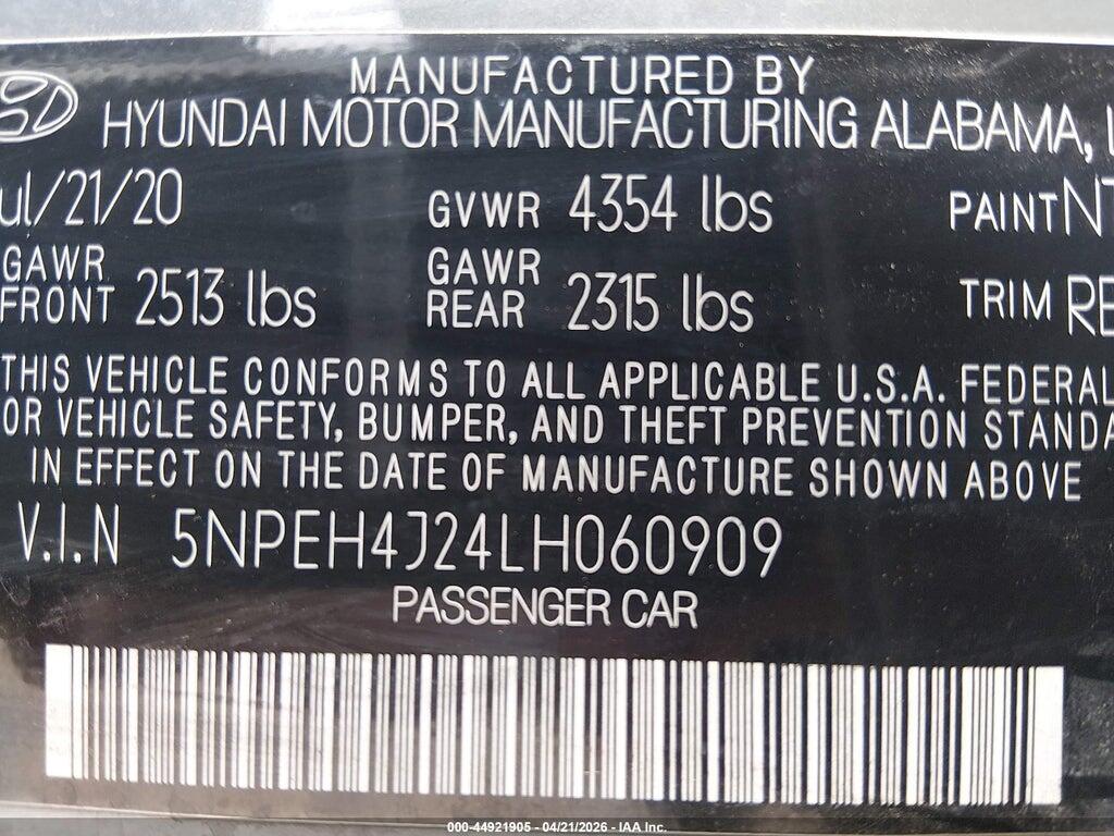5NPEH4J24LH060909 2020 HYUNDAI SONATA photo no. 9