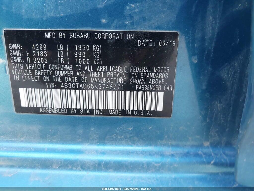 4S3GTAD65K3748271 2019 SUBARU IMPREZA photo no. 9