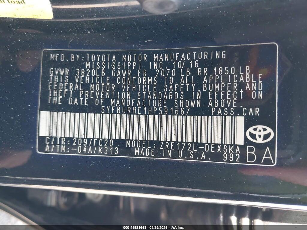5YFBURHE1HP591667 2017 TOYOTA COROLLA photo no. 9