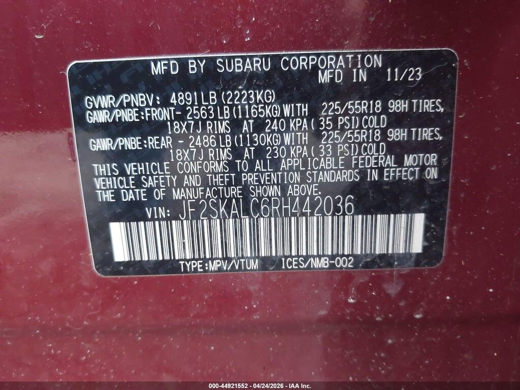 JF2SKALC6RH442036 2024 SUBARU FORESTER photo no. 9