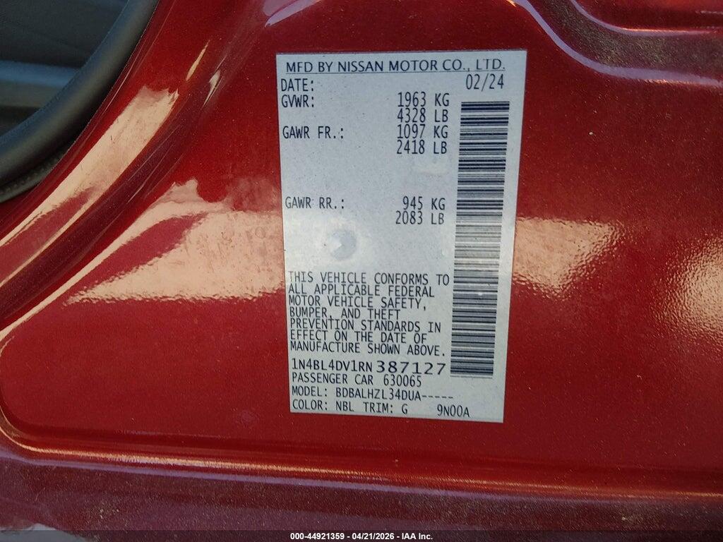 1N4BL4DV1RN387127 2024 NISSAN ALTIMA photo no. 9