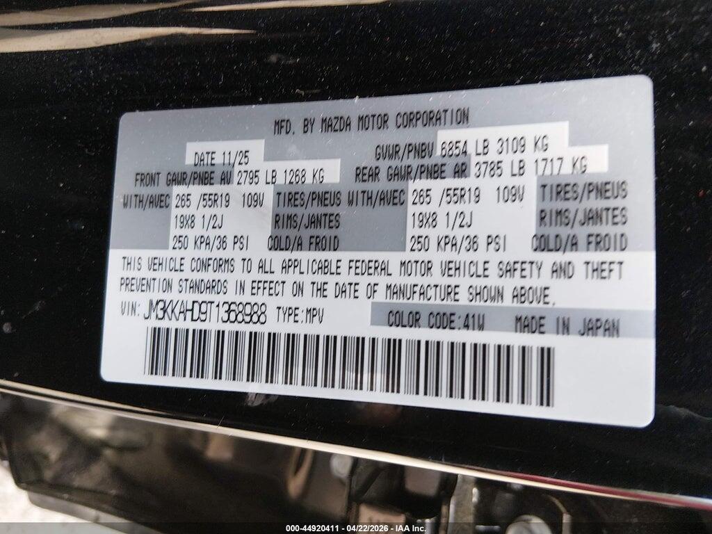 JM3KKAHD9T1368988 2026 MAZDA CX-90 photo no. 9