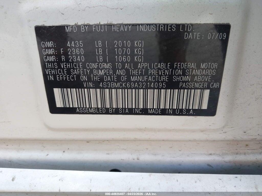 4S3BMCK69A3214095 2010 SUBARU LEGACY photo no. 9