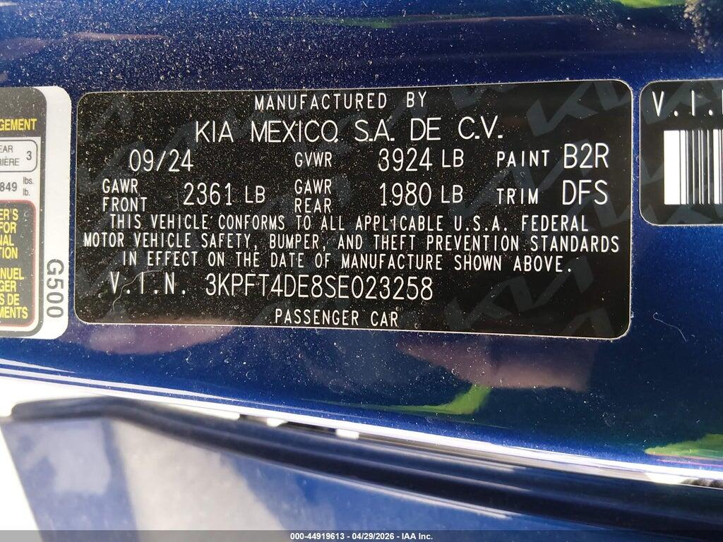 3KPFT4DE8SE023258 2025 KIA K4 photo no. 9