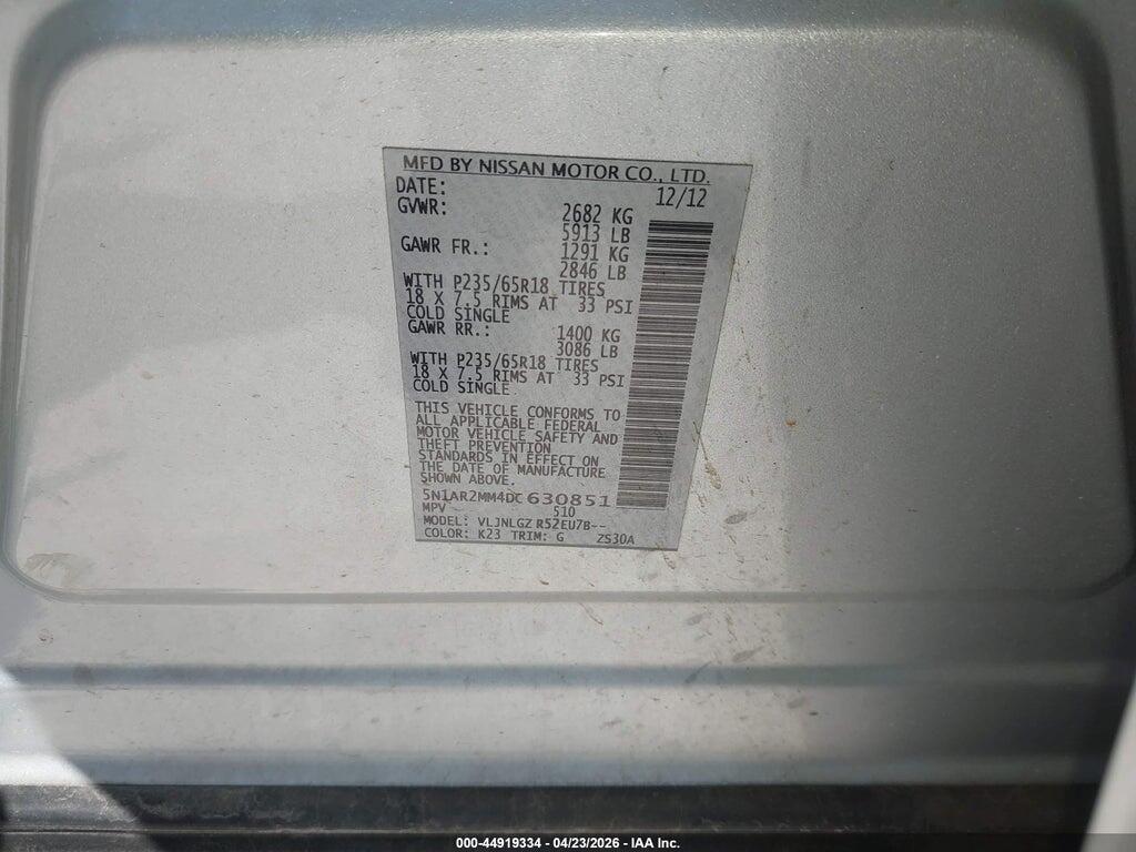 5N1AR2MM4DC630851 2013 NISSAN PATHFINDER photo no. 9