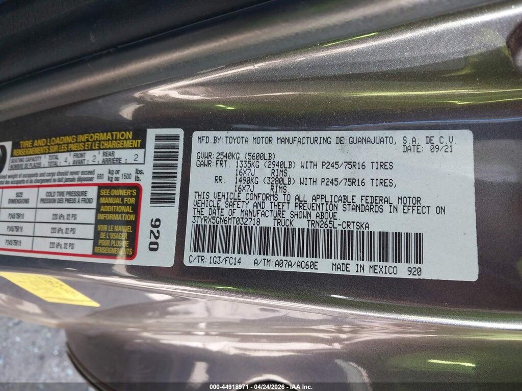 3TYRX5GN6MT032718 2021 TOYOTA TACOMA photo no. 9