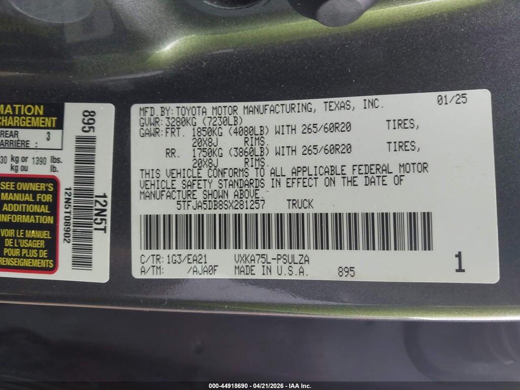 5TFJA5DB8SX281257 2025 TOYOTA TUNDRA photo no. 9