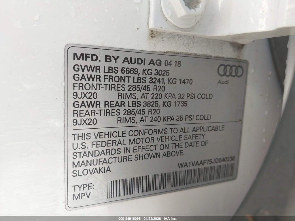 WA1VAAF75JD040236 2018 AUDI Q7 photo no. 9