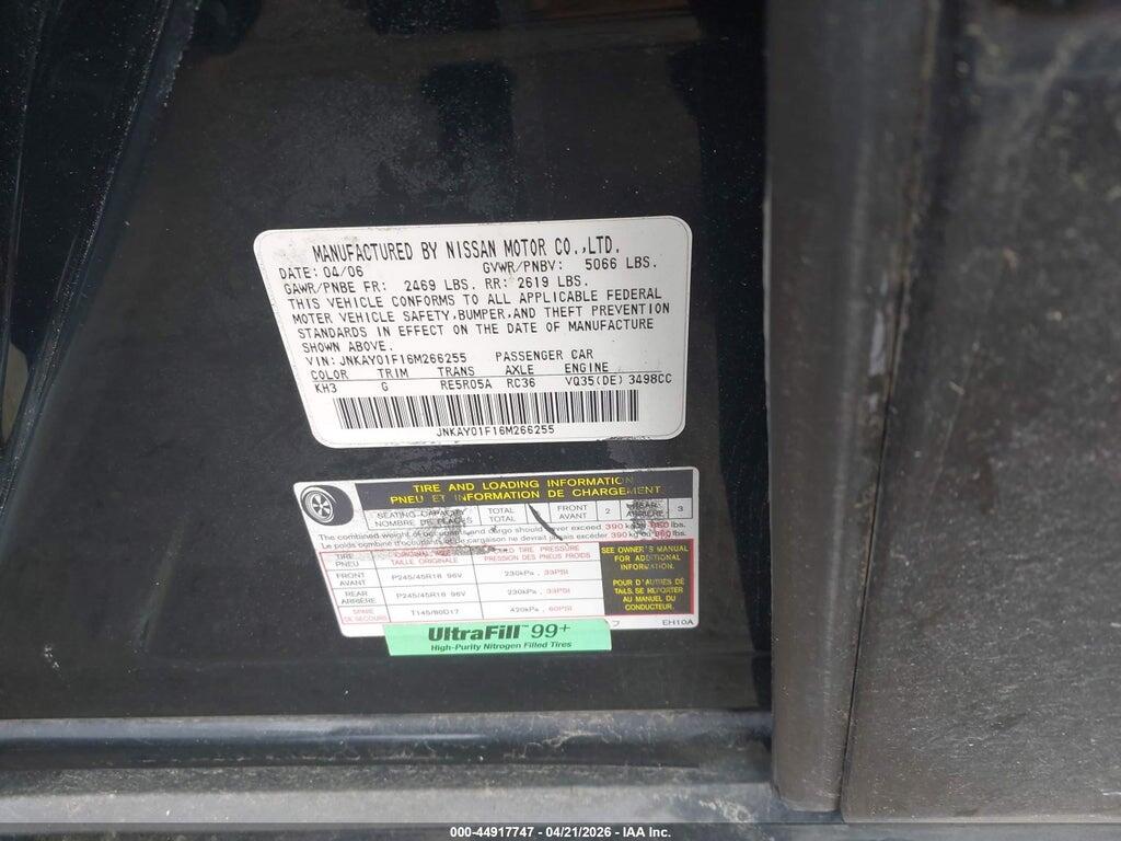 JNKAY01F16M266255 2006 INFINITI M35X photo no. 9