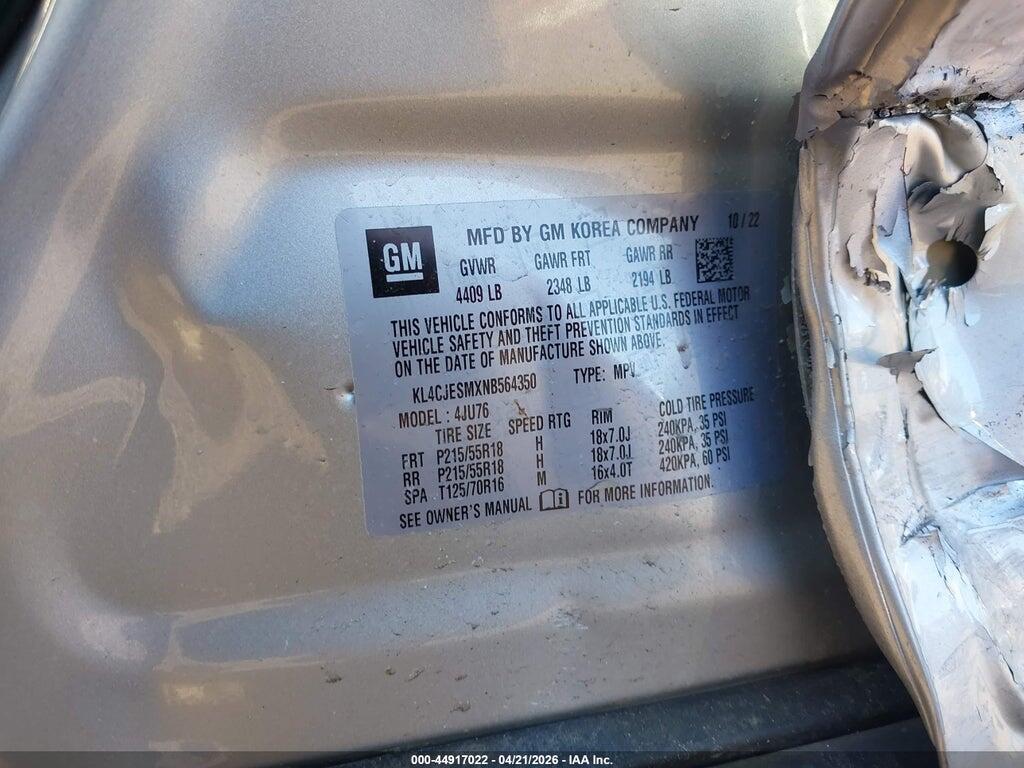 KL4CJESMXNB564350 2022 BUICK ENCORE photo no. 9