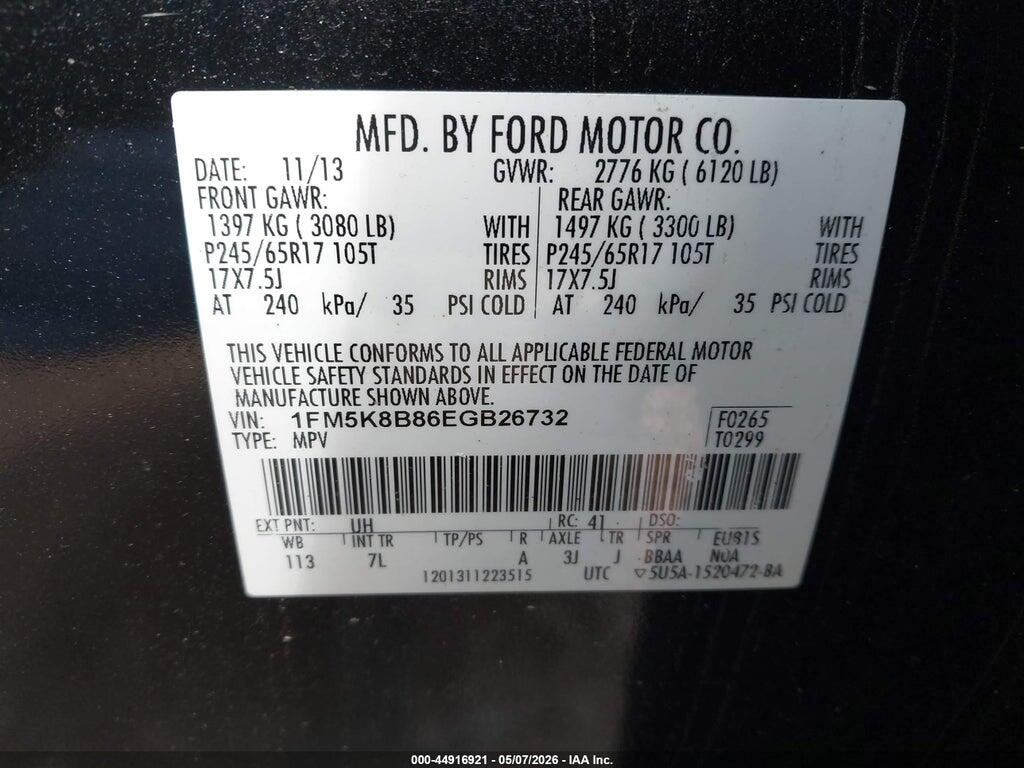 1FM5K8B86EGB26732 2014 FORD EXPLORER photo no. 9