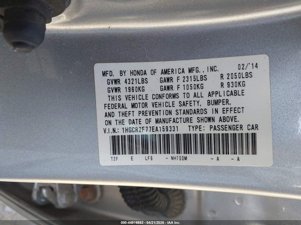 1HGCR2F77EA159331 2014 HONDA ACCORD photo no. 9