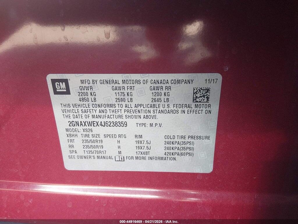 2GNAXWEX4J6238359 2018 CHEVROLET EQUINOX photo no. 9