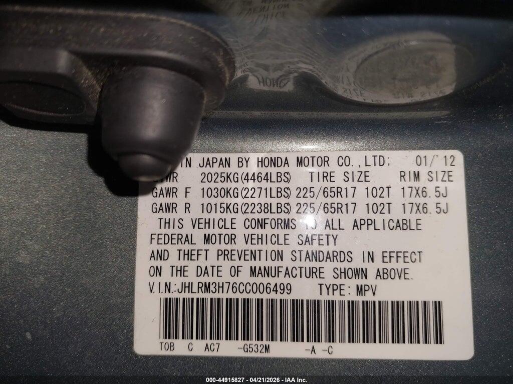 JHLRM3H76CC006499 2012 HONDA CR-V photo no. 9