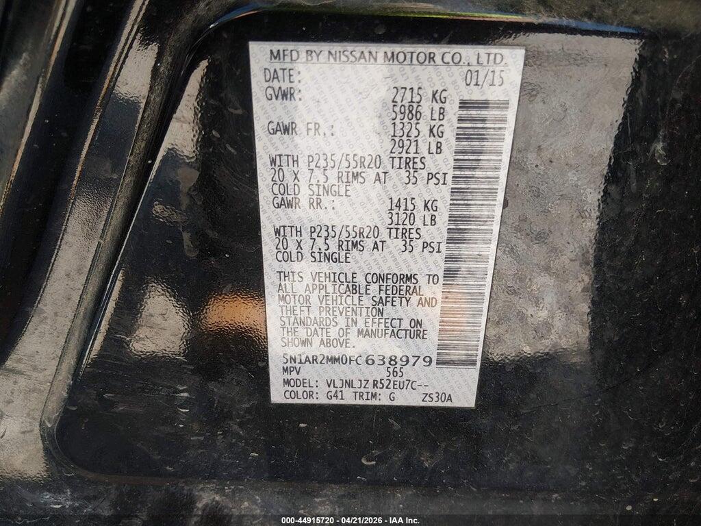 5N1AR2MM0FC638979 2015 NISSAN PATHFINDER photo no. 9