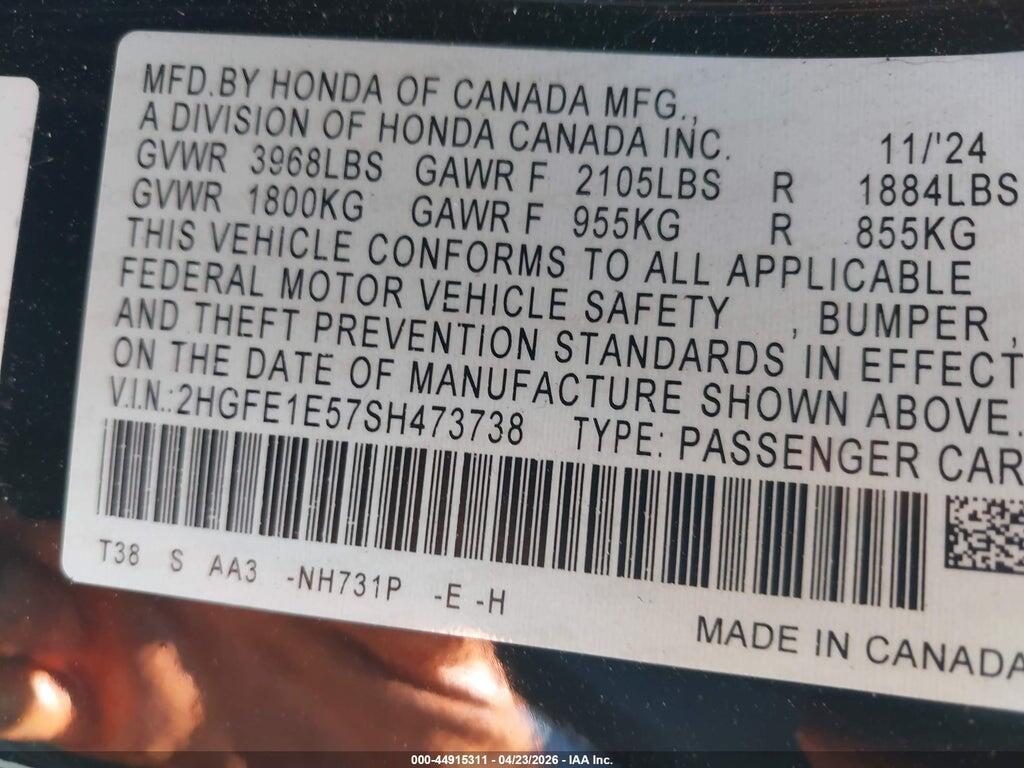 2HGFE1E57SH473738 2025 HONDA CIVIC SI photo no. 9