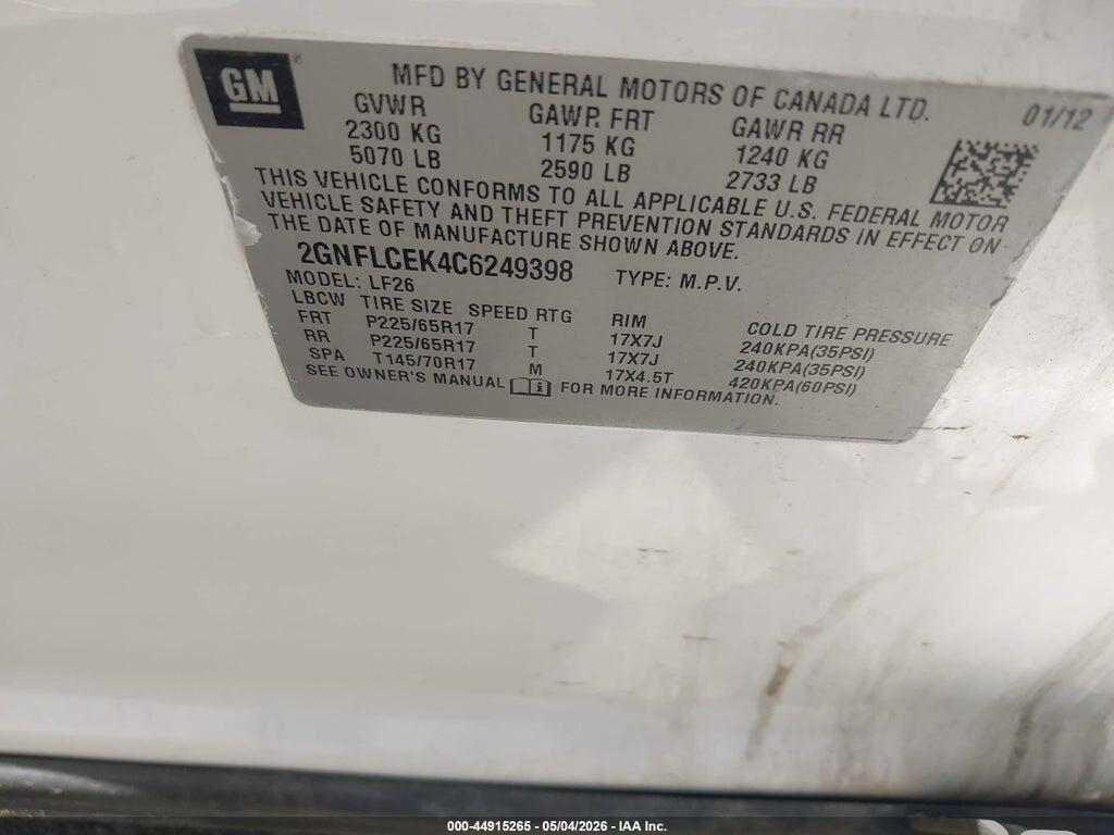 2GNFLCEK4C6249398 2012 CHEVROLET EQUINOX photo no. 9