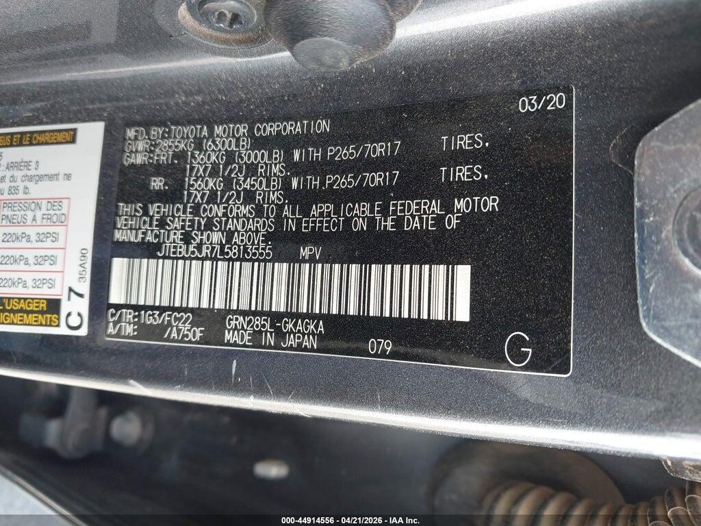 JTEBU5JR7L5813555 2020 TOYOTA 4RUNNER photo no. 9
