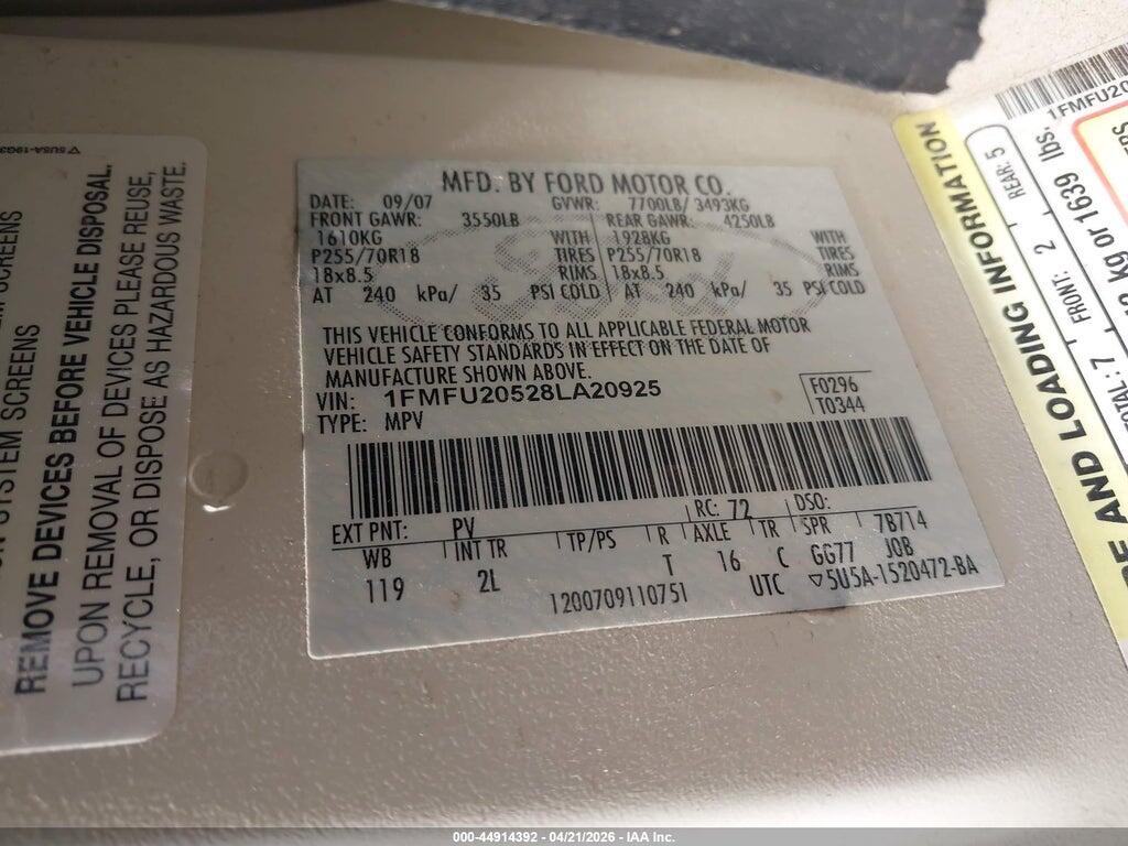 1FMFU20528LA20925 2008 FORD EXPEDITION photo no. 9