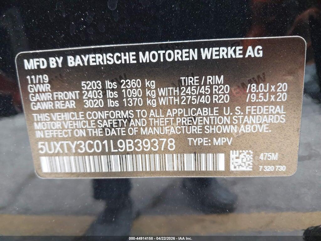 5UXTY3C01L9B39378 2020 BMW X3 photo no. 9