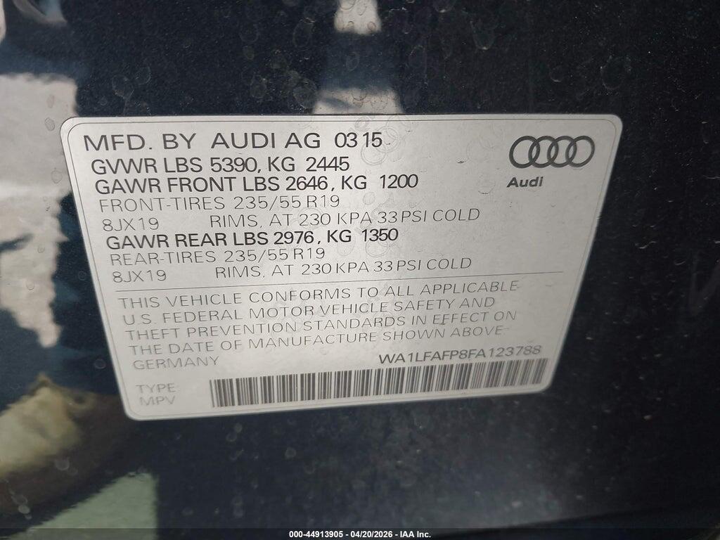 WA1LFAFP8FA123788 2015 AUDI Q5 photo no. 9
