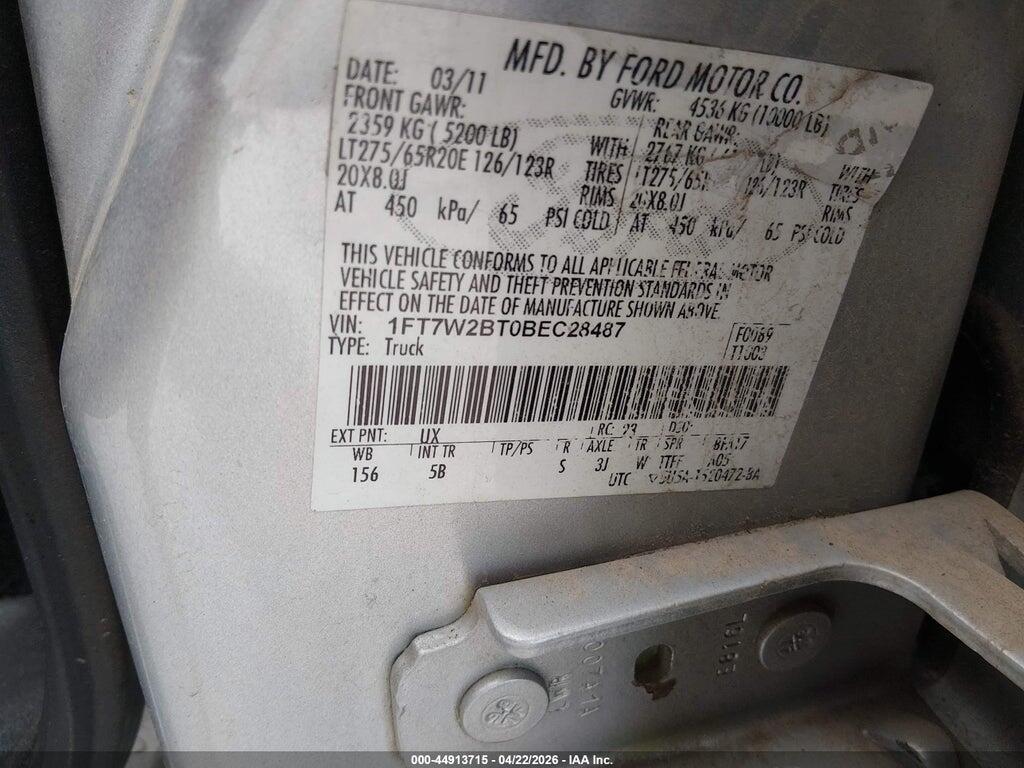 1FT7W2BT0BEC28487 2011 FORD F-250 photo no. 9