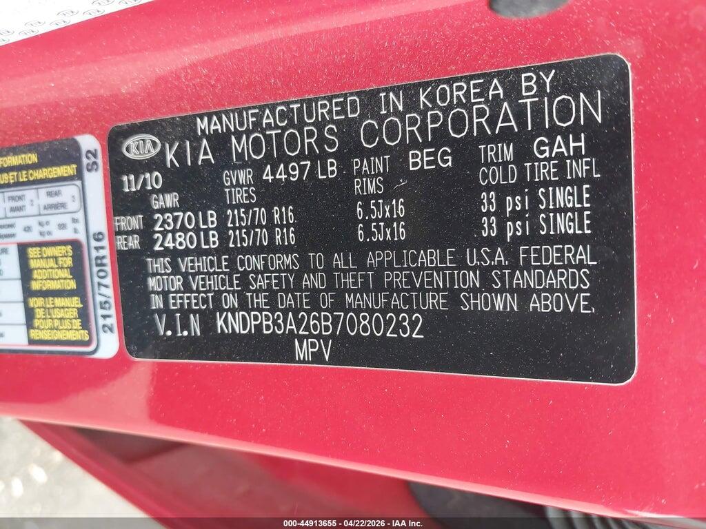 KNDPB3A26B7080232 2011 KIA SPORTAGE photo no. 9