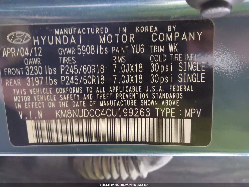 KM8NUDCC4CU199263 2012 HYUNDAI VERACRUZ photo no. 9