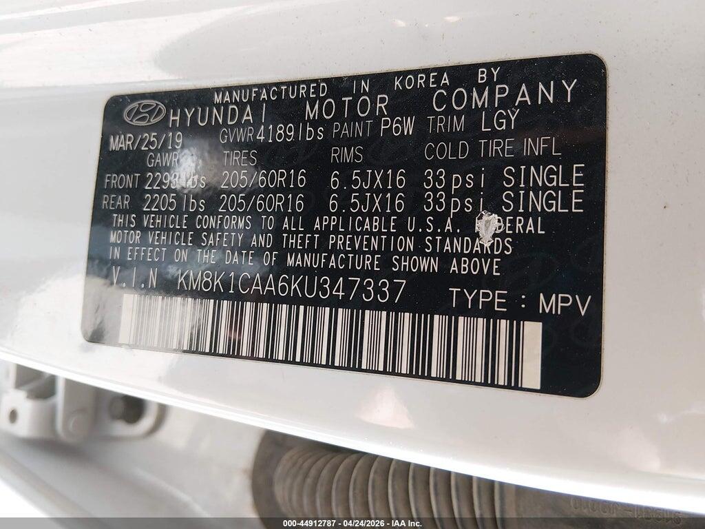 KM8K1CAA6KU347337 2019 HYUNDAI KONA photo no. 9