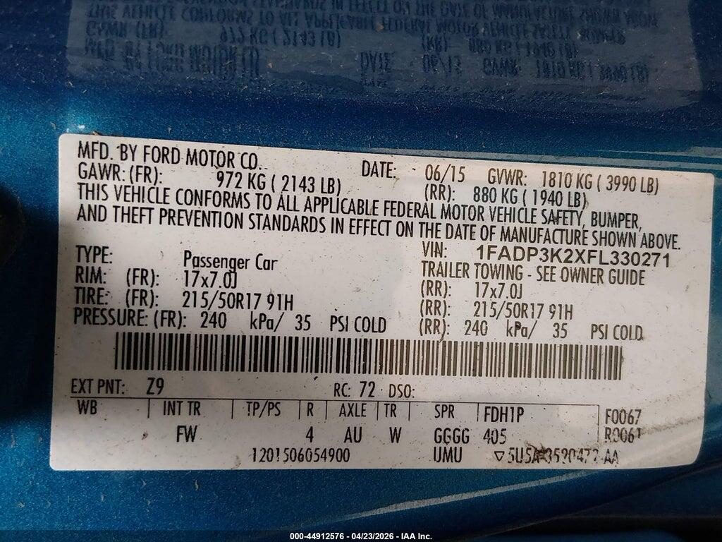 1FADP3K2XFL330271 2015 FORD FOCUS photo no. 9