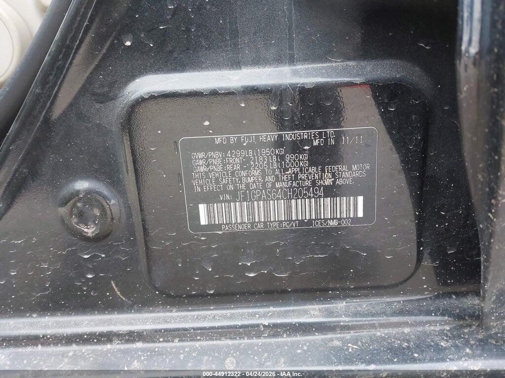 JF1GPAS64CH205494 2012 SUBARU IMPREZA photo no. 9