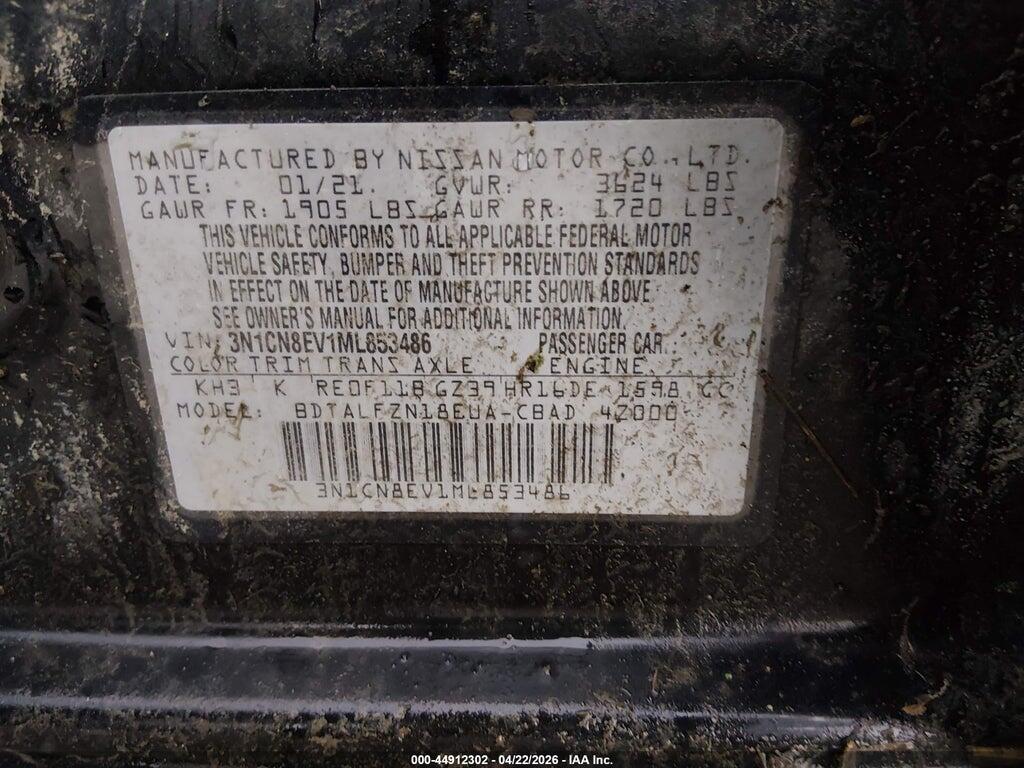 3N1CN8EV1ML853486 2021 NISSAN VERSA photo no. 9