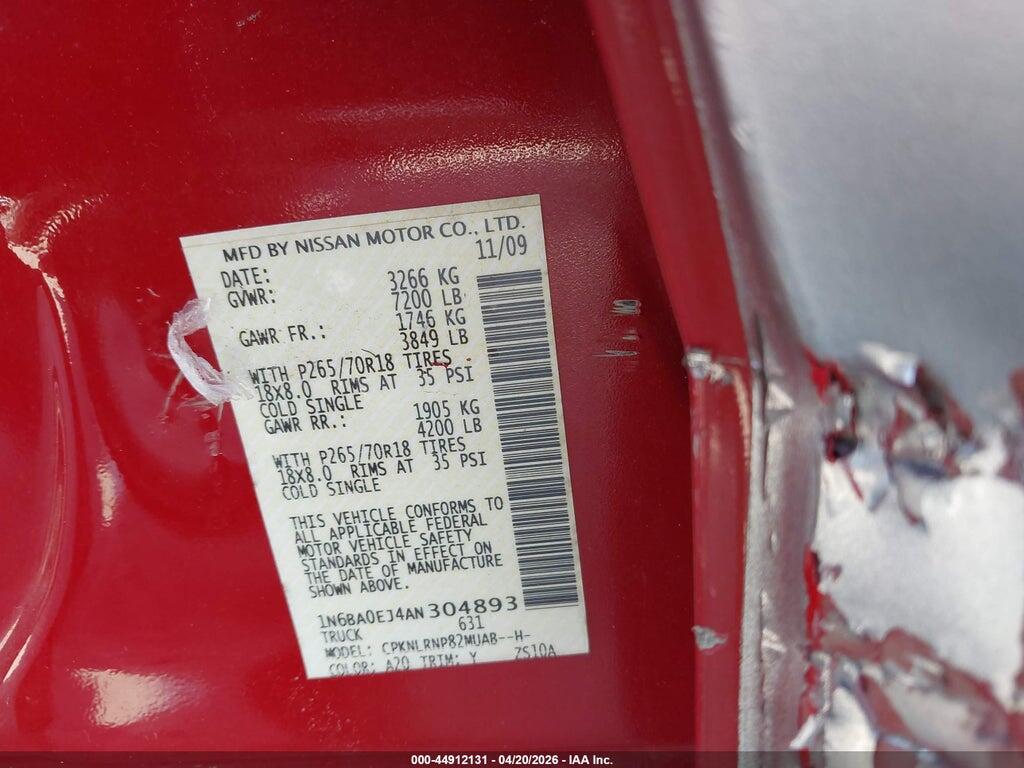 1N6BA0EJ4AN304893 2010 NISSAN TITAN photo no. 9