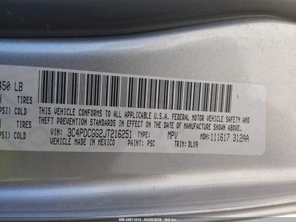 3C4PDCGG2JT216251 2018 DODGE JOURNEY photo no. 9