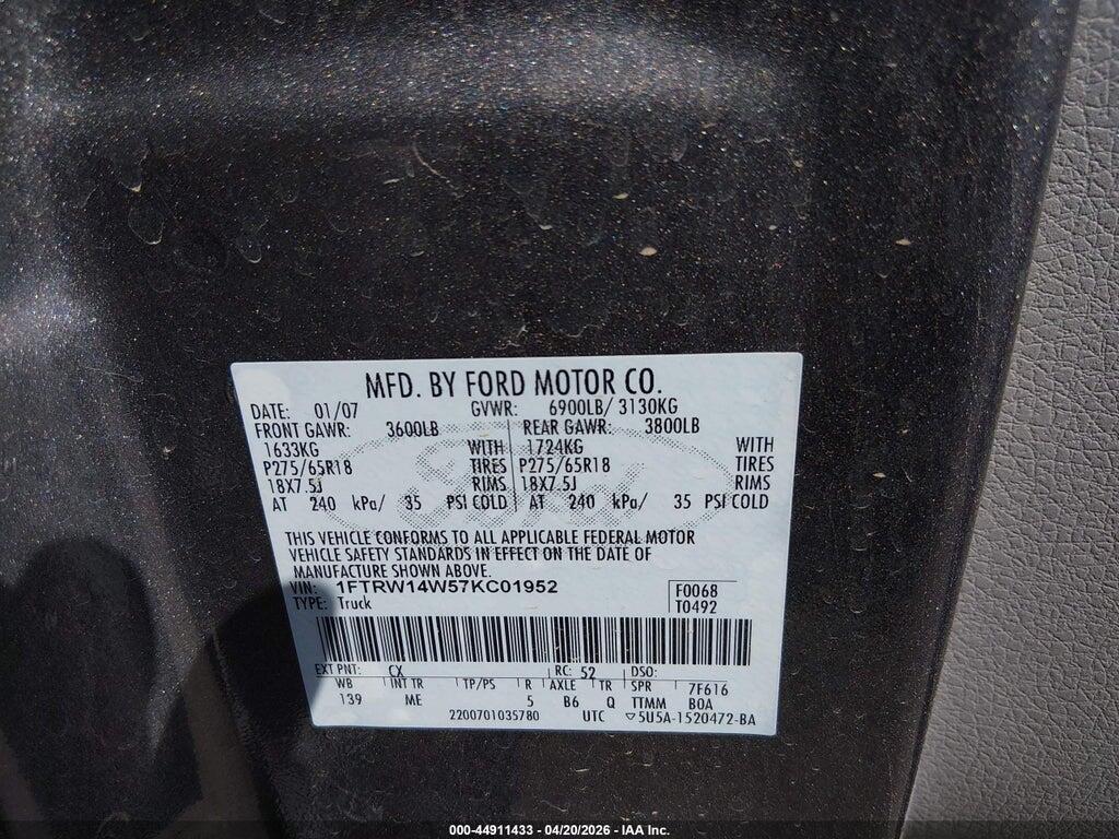 1FTRW14W57KC01952 2007 FORD F-150 photo no. 9