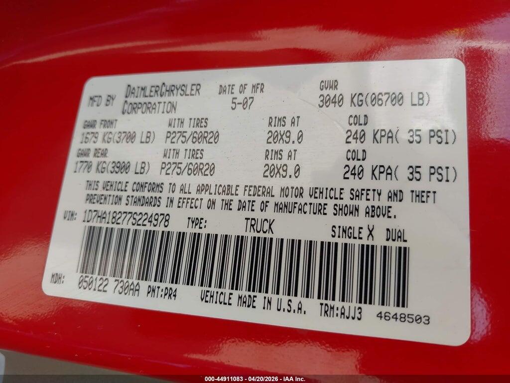 1D7HA18277S224978 2007 DODGE RAM 1500 photo no. 9