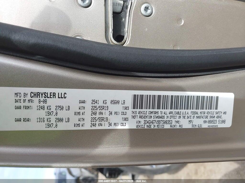 3D4GH67V99T508353 2009 DODGE JOURNEY photo no. 9