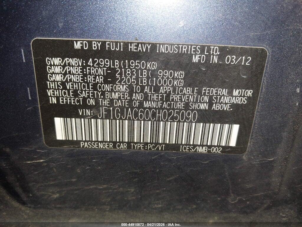 JF1GJAC60CH025090 2012 SUBARU IMPREZA photo no. 9