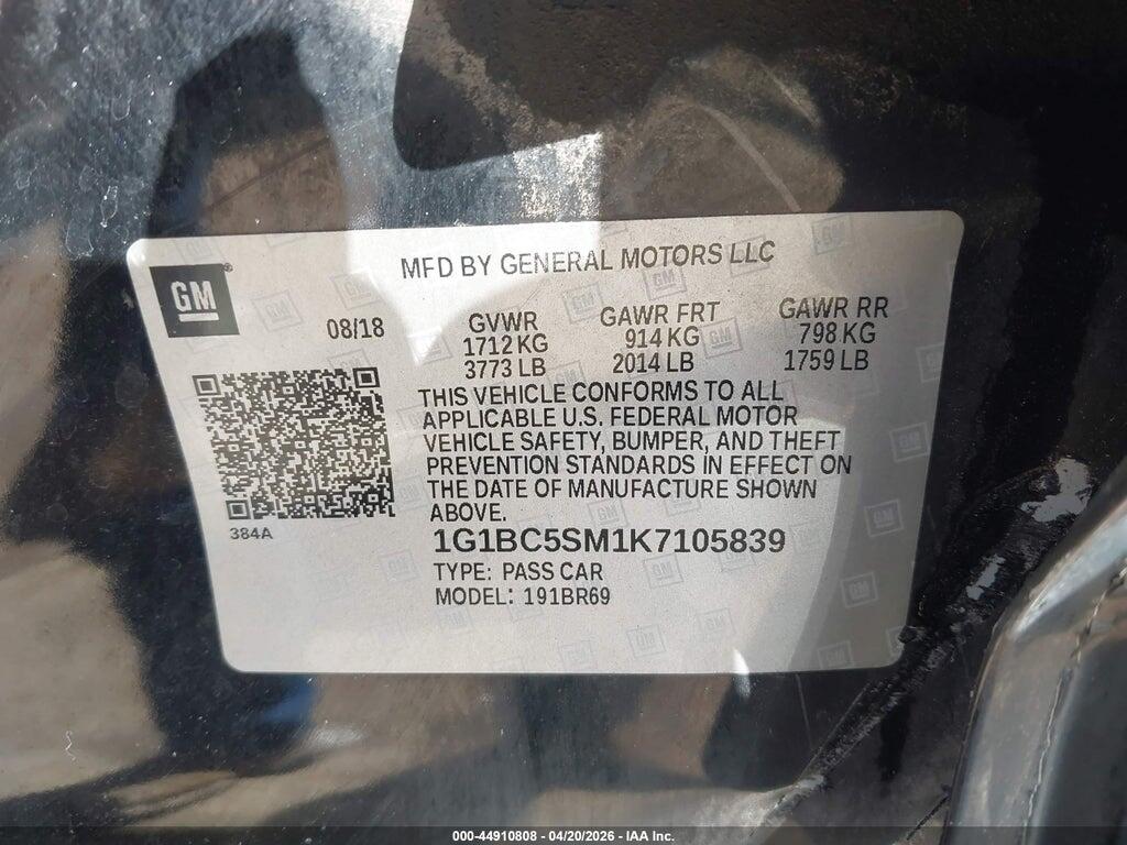 1G1BC5SM1K7105839 2019 CHEVROLET CRUZE photo no. 9