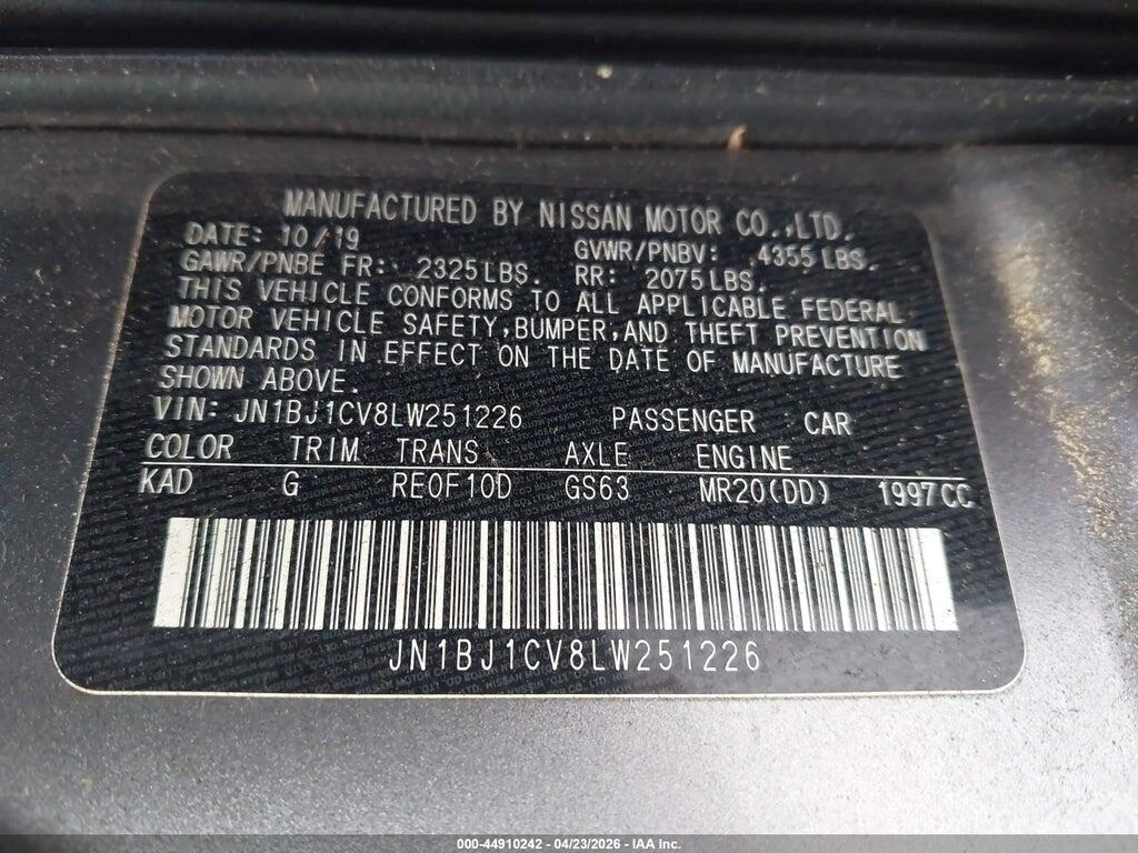 JN1BJ1CV8LW251226 2020 NISSAN ROGUE SPORT photo no. 9
