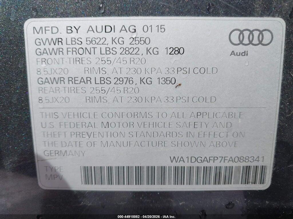 WA1DGAFP7FA088341 2015 AUDI Q5 photo no. 9
