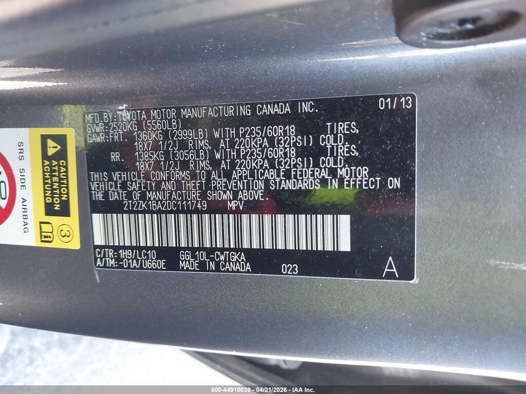 2T2ZK1BA2DC111749 2013 LEXUS RX 350 photo no. 9