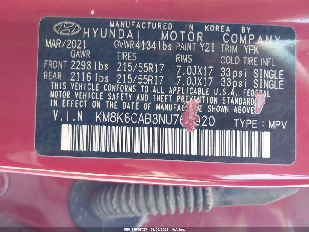 KM8K6CAB3NU761920 2022 HYUNDAI KONA photo no. 9
